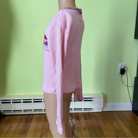 VINTAGE IN DESIGN PINK RIBBED HEART ACCENT LONG SLEEVE SHIRT TOP SIZE 7/8 - Picture 3 of 7